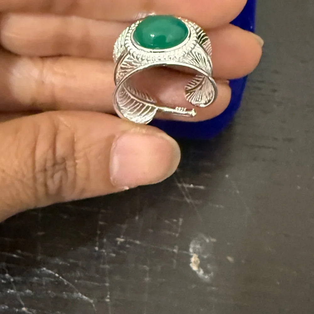 925 Sterling Silver Jade Band Ring #E22-4550